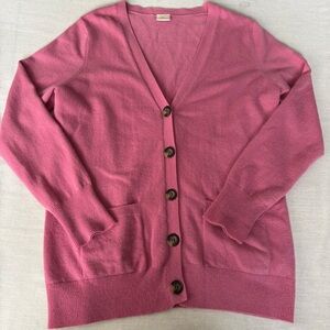 Olivia & Grace Pink Cashmere Cardigan Sweater XL | Cozy Classic Chic